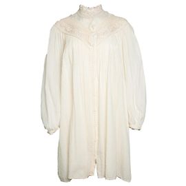 Forte Forte Mini-Punktkleid mit Häkel-Details Weiß Roh