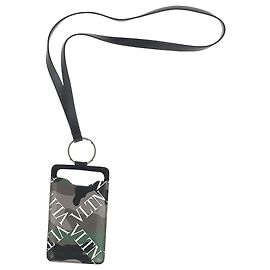 Valentino Garavani Valentino Camouflage Logo Grid iPhone Case in Green Leather Other