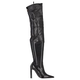 Tom Ford T Screw Over-The-Knee Boots in Black Leather Black