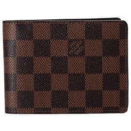 Carteira Múltipla Damier Ebene Louis Vuitton em Lona Marrom Marrom Vermelho
