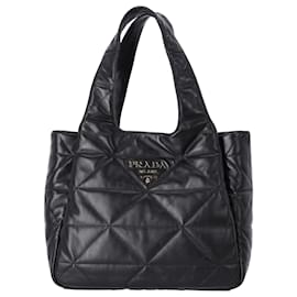 Prada-Prada Large Quilted Nappa Tote Bag In Black Leather-Black