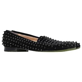Christian Louboutin-Christian Louboutin Dandelion Spikes Loafers in Black Suede-Black