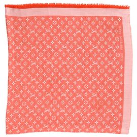 Bufanda de seda Monogram Louis Vuitton en naranja Naranja Coral