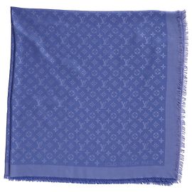 Sciarpa in seta blu Monogram di Louis Vuitton Blu