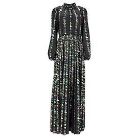 Robe maxi plissée en crêpe de Chine floral Adam Lippes en polyester noir Noir