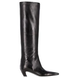 Khaite Davis Knee Boots in Black Leather  Black