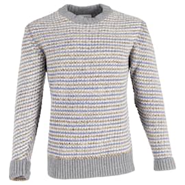 Autre Marque- Mr. P. Striped Jacquard Crewneck Sweater in Multicolor Merino Wool-Multiple colors
