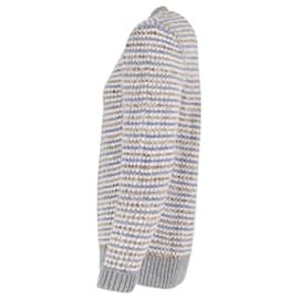 Autre Marque- Mr. P. Striped Jacquard Crewneck Sweater in Multicolor Merino Wool-Multiple colors