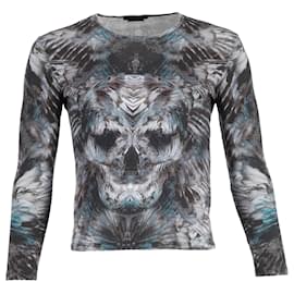 Alexander Mcqueen-Alexander McQueen Skull Printed Long Sleeve T-Shirt in Multicolor Cotton-Multiple colors