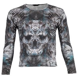 Camiseta de manga longa estampada com crânio Alexander McQueen em algodão multicolorido Multicor