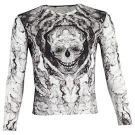 Alexander Mcqueen-Alexander McQueen Skull-Print Long-Sleeve Tee in White Cotton-Other