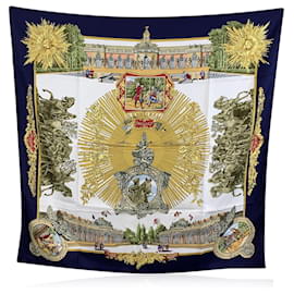 Hermès-Hermes Vintage Blue Silk Scarf Sanssoucy Voltaire 1994 Loic Dubigeon-Blue