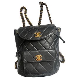 Chanel Duma Leather Backpack Black Black