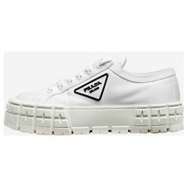 Prada Baskets en gabardine Re-Nylon blanche à double roue - taille EU 39,5 Blanc