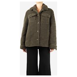 Autre Marque-Khaki green teddy fleece jacket - size UK 10-Green