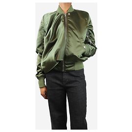 Rick Owens Grüne gepolsterte Satin-Bomberjacke - Größe UK 6 Grün