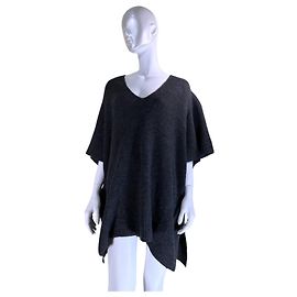 Autre Marque Rabens Saloner Loisa Rib Kaftan Poncho Grau Grau