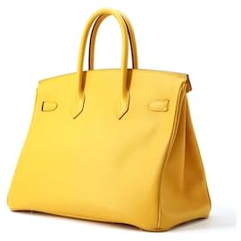 Hermès-Hermes Birkin 35 Handbag in Yellow Courchevel Leather-Yellow
