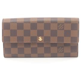 Louis Vuitton-Louis Vuitton Portefeuille Sarah Damier Ebene Bi-fold Long Wallet-Brown,Damier ebene