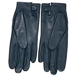 Hermès-Hermes Lambskin Silk Gloves-Brown,Black