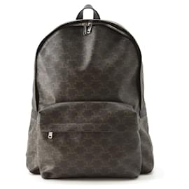 Céline Celine Triomphe Medium Leather Backpack Brown Black