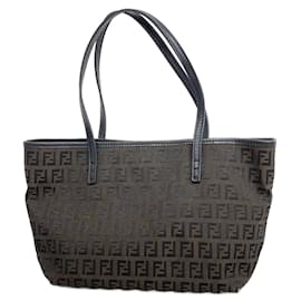 Fendi-Fendi Zucchino Nylon Canvas Tote Bag-Brown,Black