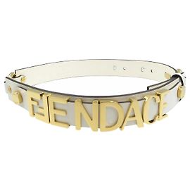 Cinto de couro e metal Fendi Versace Branco