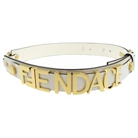 Fendi-Fendi Versace Leather and Metal Belt-White