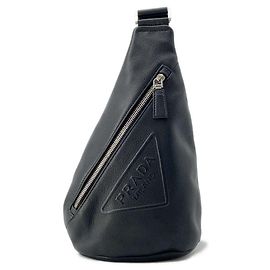 Sac à dos Prada Triangle en cuir Vitello Dino 2VZ098 Noir