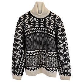 Dsquared2 Knit Patterned Turtle-Neck Sweater in Black and White Wool Multiple colors