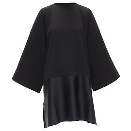 Robe boxy en satin à ourlet plissé contrastant Lulu Structural de Solace London Noir