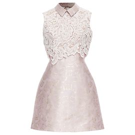 Mary Katrantzou Jacquard-Kleid mit Kristallspitzenüberzug Pink