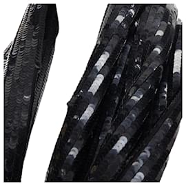 Autre Marque-Monse Silk Sequinned Wrap Around Infinity Circle Scarf-Black