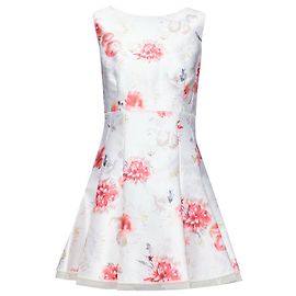 Blumenförmiges Fit-and-Flare-Kleid von Giambattista Valli Weiß Roh