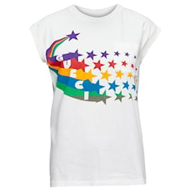 Gucci-Gucci Cotton Rainbow Stars GG Print Cap Sleeve Tank Top-White,Cream