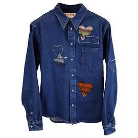 Camisa Marni de botones con aplique en denim azul Azul