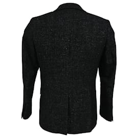 Saint Laurent- Saint Laurent Single-Breasted Blazer with Pockets in Black Tweed Wool-Black