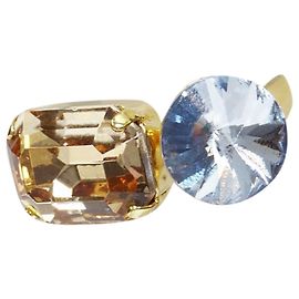Dries Van Noten Big Crystal Gold Setting Cocktail Ring Blue