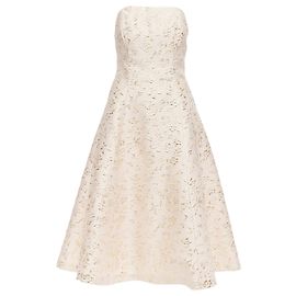 Ted Baker Tux Langley Acetate Blend Gold Jacquard Strapless Dress Pink