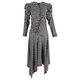 Ulla Johnson-Ulla Johnson Isobel Asymmetric Ruched Gingham Maxi Dress In Black Cotton-Other