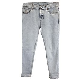 Brunello Cucinelli Logo-Embroidered Regular Fit Jeans in Light Blue Cotton Denim Blue Light blue