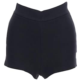 Dior-Christian Dior Wool Silk Crepe Back Darted High Waisted Shorts-Black