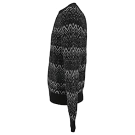 Saint Laurent- Saint Laurent Zigzag Print Crewneck Sweater in Black and White Wool-Black