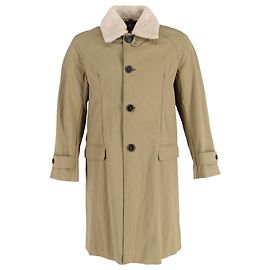 Abrigo trench de shearling de un solo botón en algodón marrón Alexander McQueen Castaño