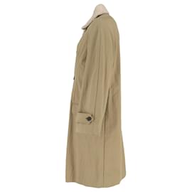 Alexander Mcqueen-Alexander McQueen Single-Breasted Shearling Trench Coat in Brown Cotton-Brown