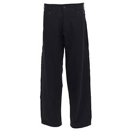 Yohji Yamamoto Wool Blend Button Embellished Raw Edge Pants Black