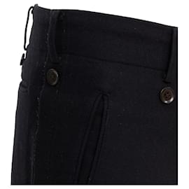 Yohji Yamamoto-Yohji Yamamoto Wool Blend Button Embellished Raw Edge Pants-Black