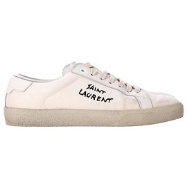 Baskets basses classiques Saint Laurent Court en toile blanche Blanc Écru