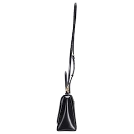 Balenciaga-Balenciaga Hourglass Small Top Handle Bag in Black Leather-Black