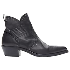 Saint Laurent-Saint Laurent Dakota Leather Studded Western Ankle Boot-Black